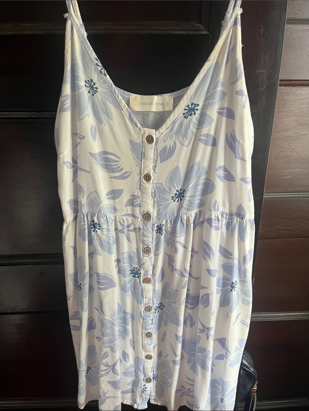 Ocean Drive White Sundress with Light Blue Floral Print